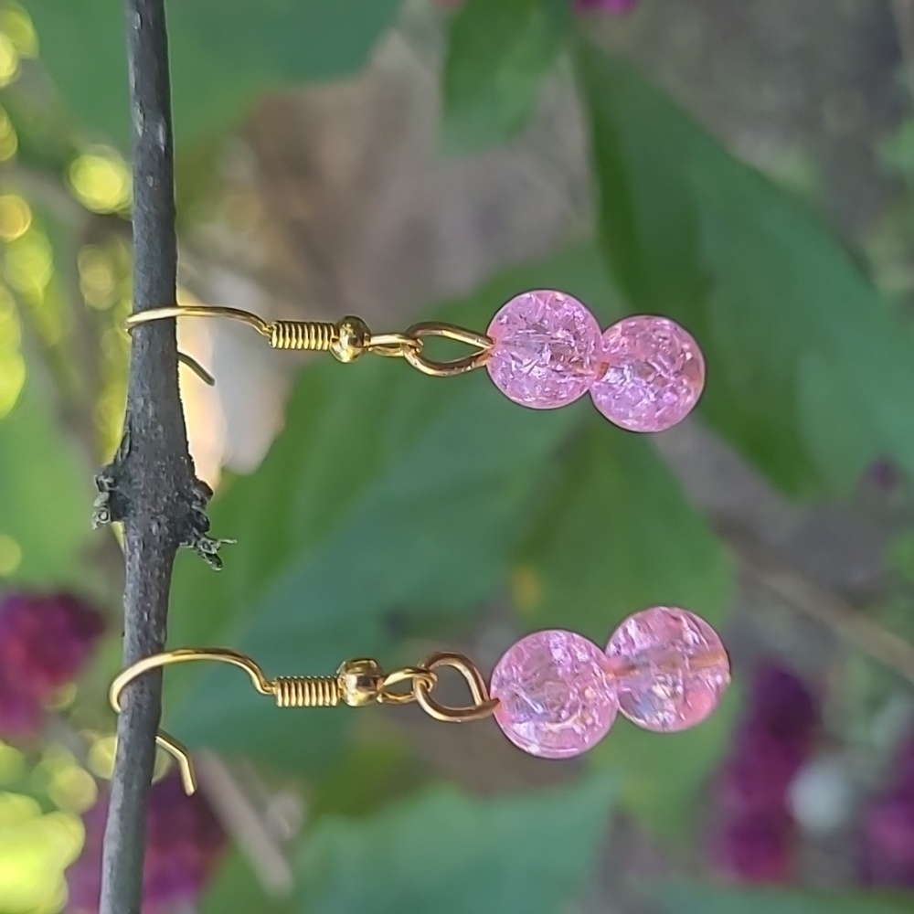 Pink drop earrings